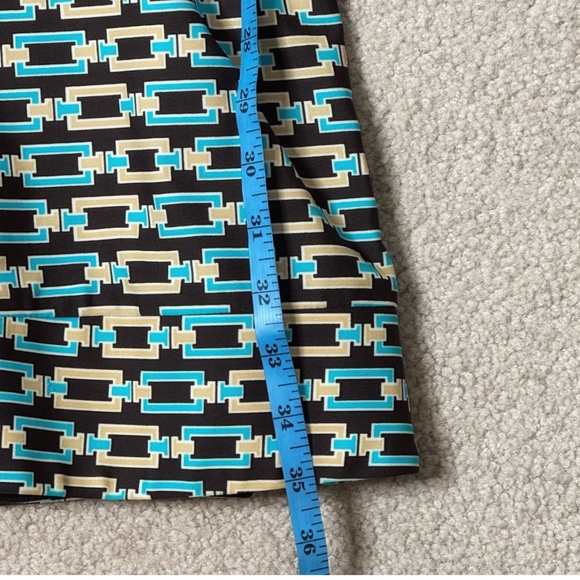 Jude Connally Dress Chain Link Print Geo Brown Blue Catalina Shift Dress Medium - Picture 9 of 15